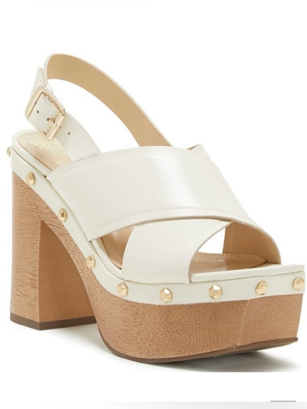 Vince Camuto Cream Crisscross Slingback Platform Sandals